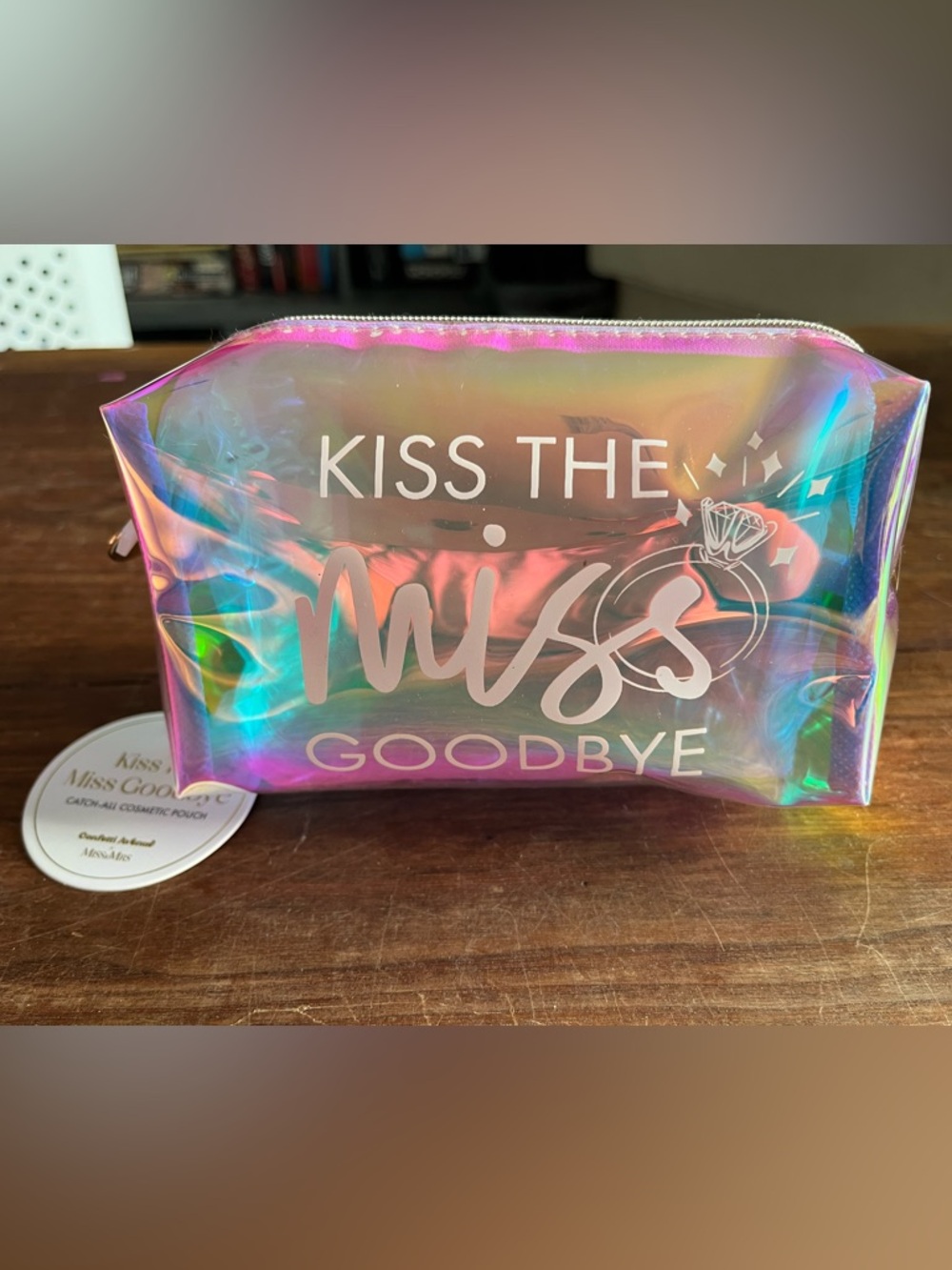 Kiss the Miss Goodbye Holographic Cosmetic Bag